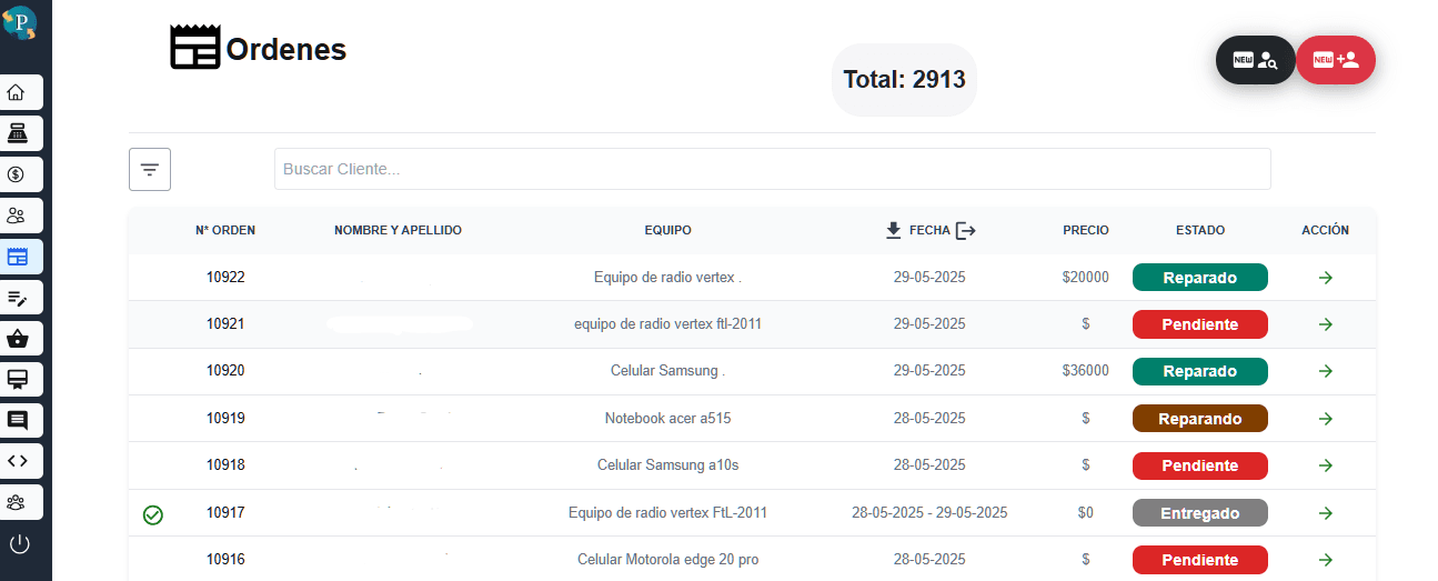 Gestión de órdenes de trabajo Gestion481